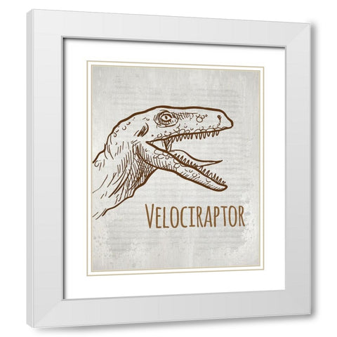 Dinosaur 4 White Modern Wood Framed Art Print with Double Matting by Kimberly, Allen