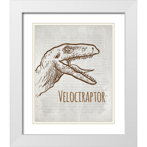 Dinosaur 4 White Modern Wood Framed Art Print with Double Matting by Kimberly, Allen