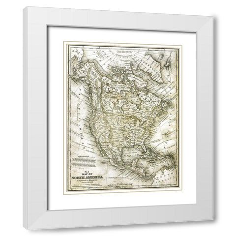 No 4 North America Map White Modern Wood Framed Art Print with Double Matting by Kimberly, Allen