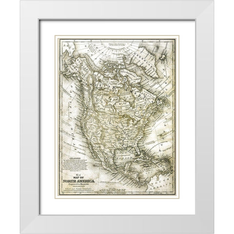 No 4 North America Map White Modern Wood Framed Art Print with Double Matting by Kimberly, Allen