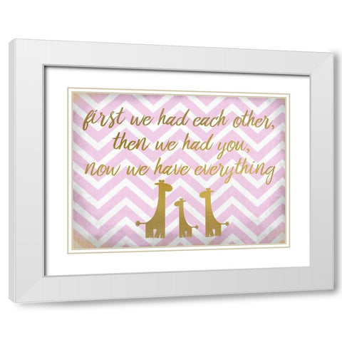 Everything Girl Giraffe White Modern Wood Framed Art Print with Double Matting by Kimberly, Allen