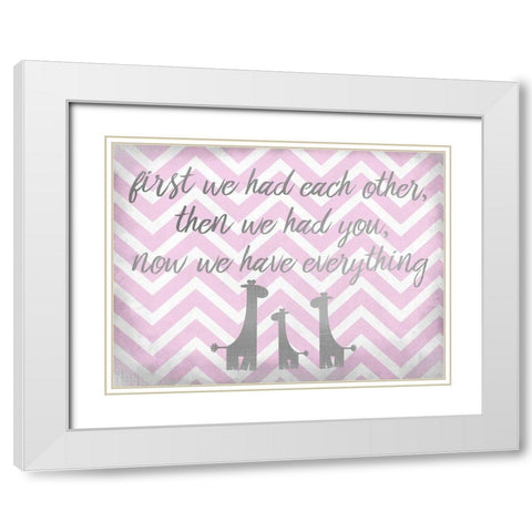 Everything Girl Giraffe Silver White Modern Wood Framed Art Print with Double Matting by Kimberly, Allen