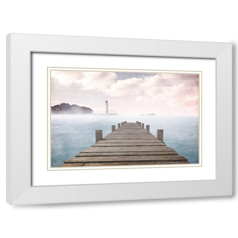 Out to Sea Scene White Modern Wood Framed Art Print with Double Matting by Allen, Kimberly