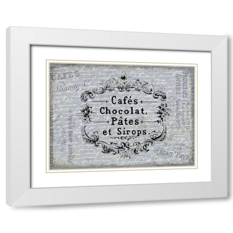 Cafe Chocolat White Modern Wood Framed Art Print with Double Matting by Kimberly, Allen