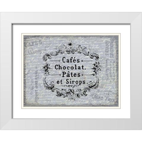 Cafe Chocolat White Modern Wood Framed Art Print with Double Matting by Kimberly, Allen