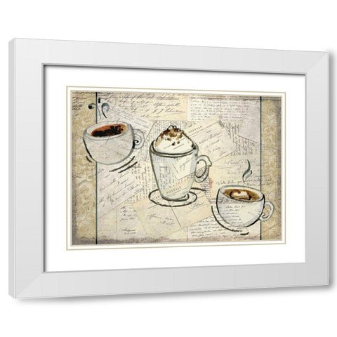 Coffee Time White Modern Wood Framed Art Print with Double Matting by Kimberly, Allen