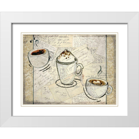 Coffee Time White Modern Wood Framed Art Print with Double Matting by Kimberly, Allen