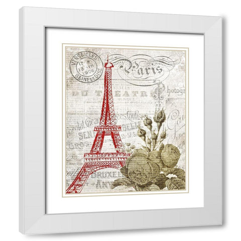 Paris Script Series 1 White Modern Wood Framed Art Print with Double Matting by Kimberly, Allen