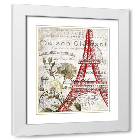 Paris Script Series 2 White Modern Wood Framed Art Print with Double Matting by Kimberly, Allen