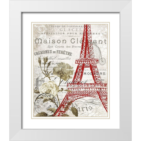 Paris Script Series 2 White Modern Wood Framed Art Print with Double Matting by Kimberly, Allen