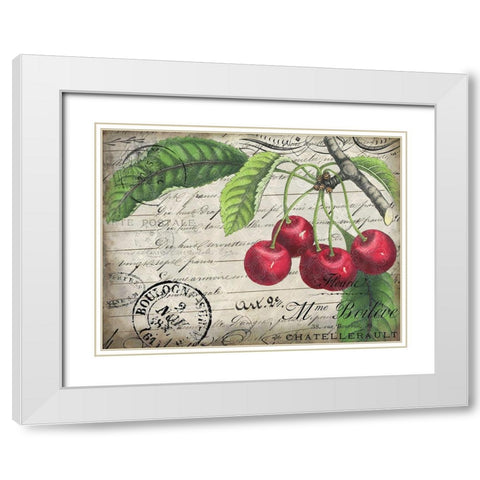 Vintage Cherries White Modern Wood Framed Art Print with Double Matting by Kimberly, Allen