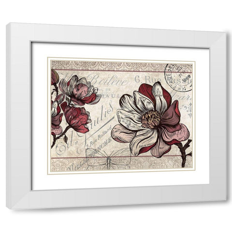 Magnolia Series 1 White Modern Wood Framed Art Print with Double Matting by Kimberly, Allen