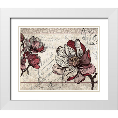 Magnolia Series 1 White Modern Wood Framed Art Print with Double Matting by Kimberly, Allen