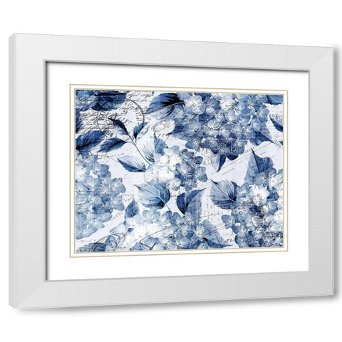 Postcard Hydrangea 1 White Modern Wood Framed Art Print with Double Matting by Kimberly, Allen