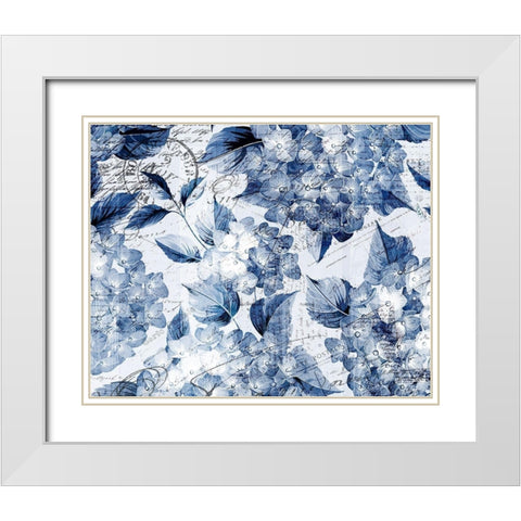 Postcard Hydrangea 1 White Modern Wood Framed Art Print with Double Matting by Kimberly, Allen