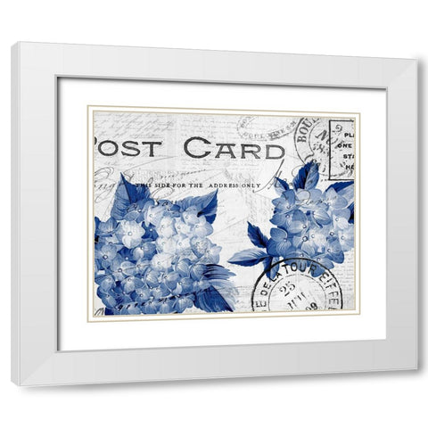 Postcard Hydrangea 3 White Modern Wood Framed Art Print with Double Matting by Kimberly, Allen