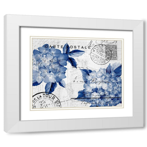 Postcard Hydrangea 4 White Modern Wood Framed Art Print with Double Matting by Kimberly, Allen