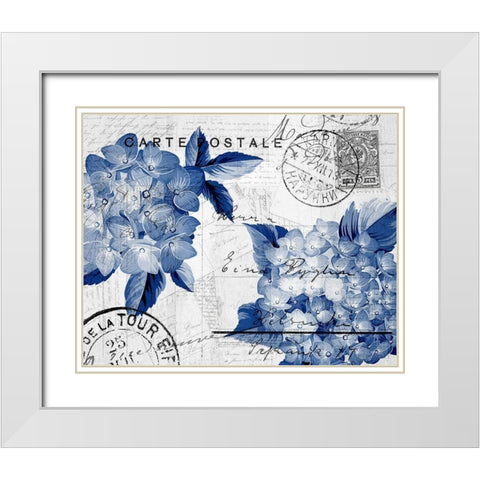 Postcard Hydrangea 4 White Modern Wood Framed Art Print with Double Matting by Kimberly, Allen
