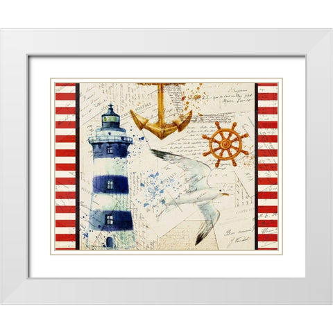 Anchors Away White Modern Wood Framed Art Print with Double Matting by Kimberly, Allen