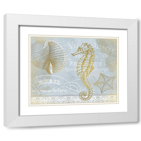 Azure Coastal Calm Series 1 White Modern Wood Framed Art Print with Double Matting by Kimberly, Allen