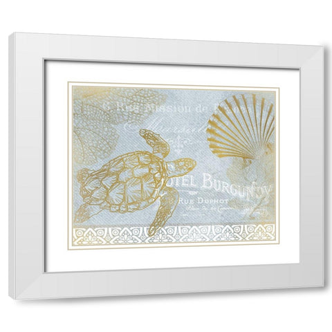 Azure Coastal Calm Series 2 White Modern Wood Framed Art Print with Double Matting by Kimberly, Allen