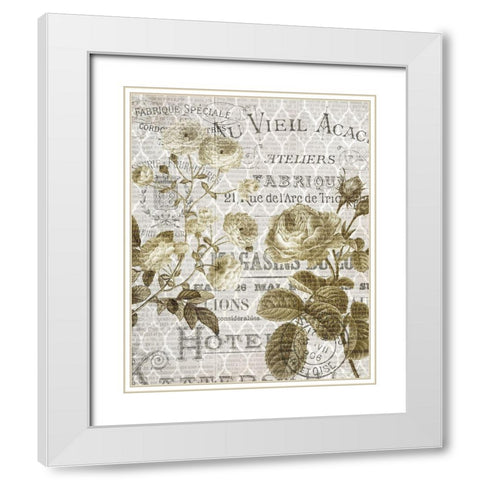 Paris Script Series 5 White Modern Wood Framed Art Print with Double Matting by Kimberly, Allen