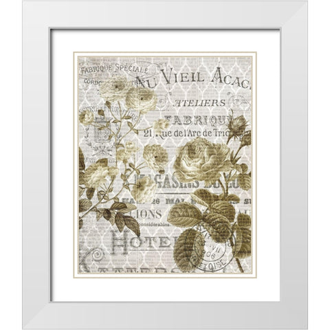 Paris Script Series 5 White Modern Wood Framed Art Print with Double Matting by Kimberly, Allen