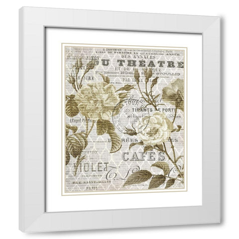 Paris Script Series 6  White Modern Wood Framed Art Print with Double Matting by Kimberly, Allen