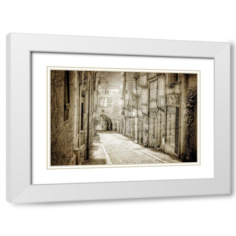 Cobblestone Streets White Modern Wood Framed Art Print with Double Matting by Kimberly, Allen