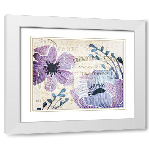 Soft Floral Purple 3 White Modern Wood Framed Art Print with Double Matting by Kimberly, Allen