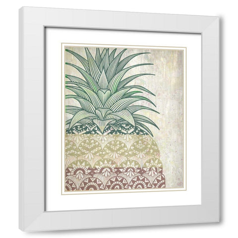 Tri Color Pineapples 1 White Modern Wood Framed Art Print with Double Matting by Kimberly, Allen