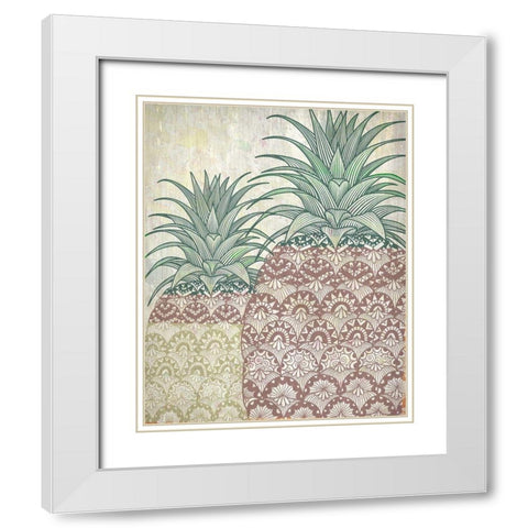 Tri Color Pineapples 2 White Modern Wood Framed Art Print with Double Matting by Kimberly, Allen