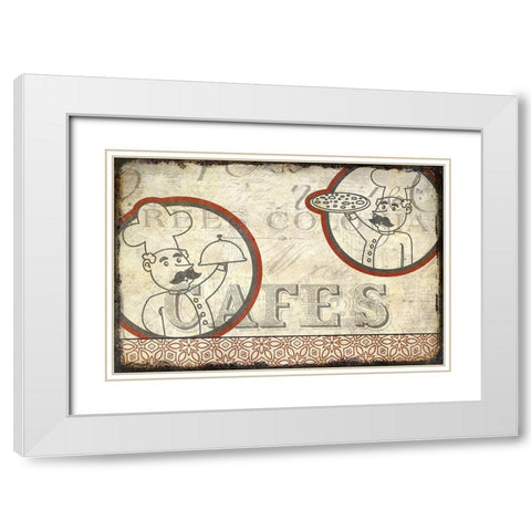 Cafe Chefs White Modern Wood Framed Art Print with Double Matting by Kimberly, Allen