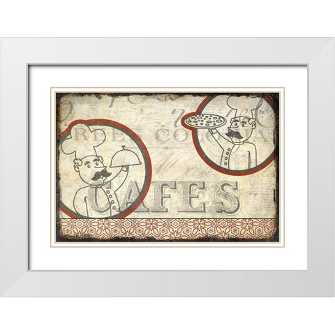 Cafe Chefs White Modern Wood Framed Art Print with Double Matting by Kimberly, Allen