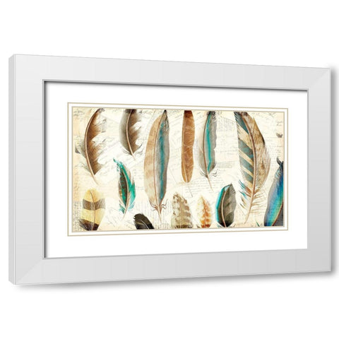 Feather Letters 1 White Modern Wood Framed Art Print with Double Matting by Kimberly, Allen