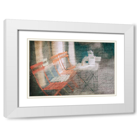 Sidewalk Cafe White Modern Wood Framed Art Print with Double Matting by Kimberly, Allen