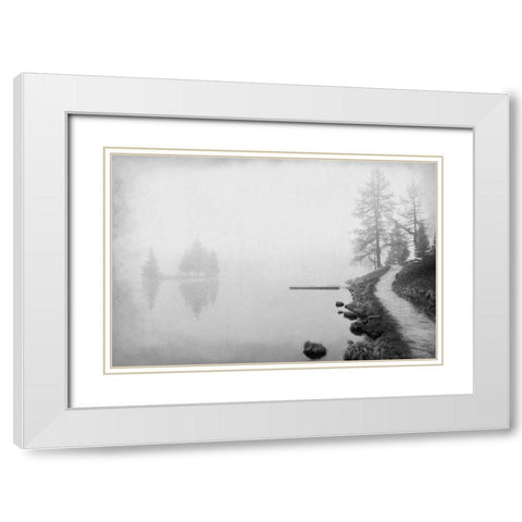 Dusk at the Lake White Modern Wood Framed Art Print with Double Matting by Kimberly, Allen