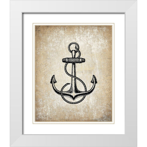 Anchors Away 1 White Modern Wood Framed Art Print with Double Matting by Kimberly, Allen