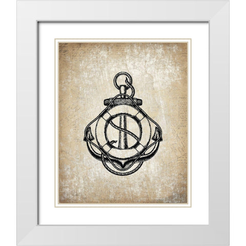 Anchors Away 3 White Modern Wood Framed Art Print with Double Matting by Kimberly, Allen