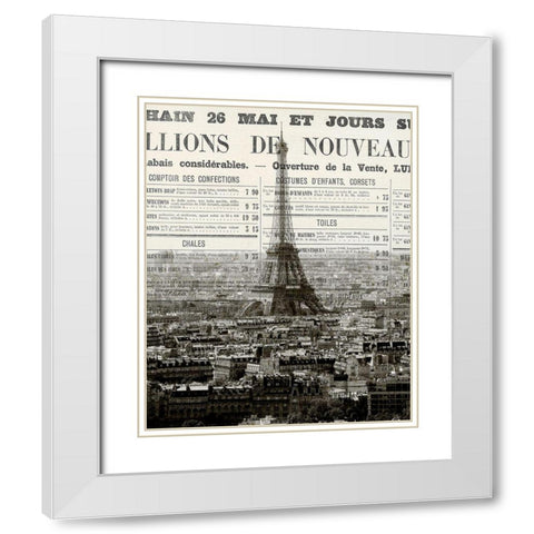 Newspaper City 3 White Modern Wood Framed Art Print with Double Matting by Kimberly, Allen
