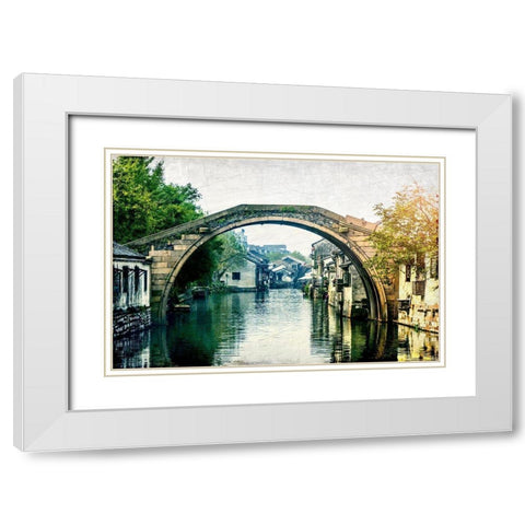 Through the Village White Modern Wood Framed Art Print with Double Matting by Kimberly, Allen