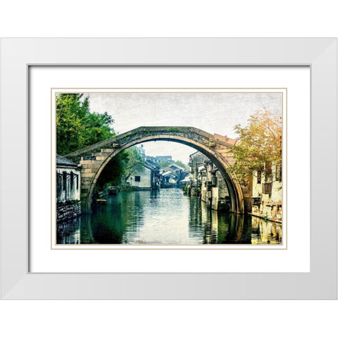 Through the Village White Modern Wood Framed Art Print with Double Matting by Kimberly, Allen