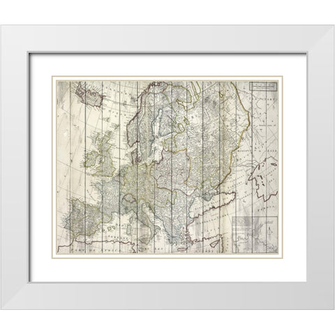 Europe Map  White Modern Wood Framed Art Print with Double Matting by Kimberly, Allen