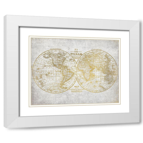 No. 1 World Map White Modern Wood Framed Art Print with Double Matting by Kimberly, Allen
