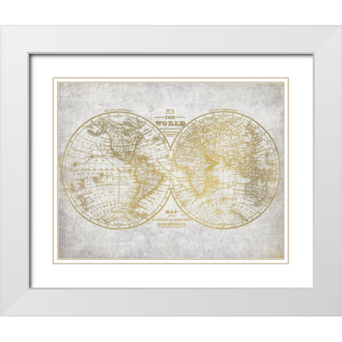 No. 1 World Map White Modern Wood Framed Art Print with Double Matting by Kimberly, Allen