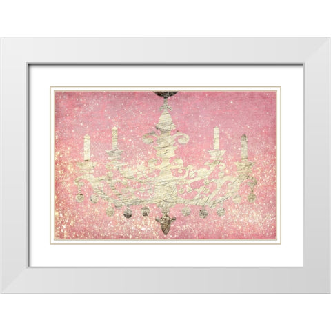 Glitter Chandelier White Modern Wood Framed Art Print with Double Matting by Kimberly, Allen