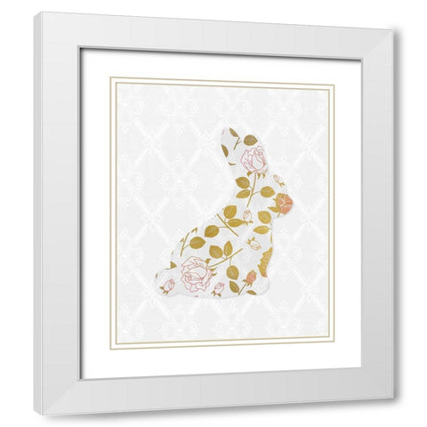 Latice Bunny 1 White Modern Wood Framed Art Print with Double Matting by Kimberly, Allen