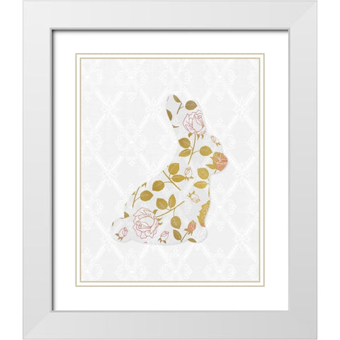 Latice Bunny 1 White Modern Wood Framed Art Print with Double Matting by Kimberly, Allen