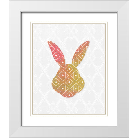 Latice Bunny 2 White Modern Wood Framed Art Print with Double Matting by Kimberly, Allen