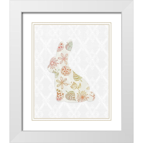 Latice Bunny 3 White Modern Wood Framed Art Print with Double Matting by Kimberly, Allen